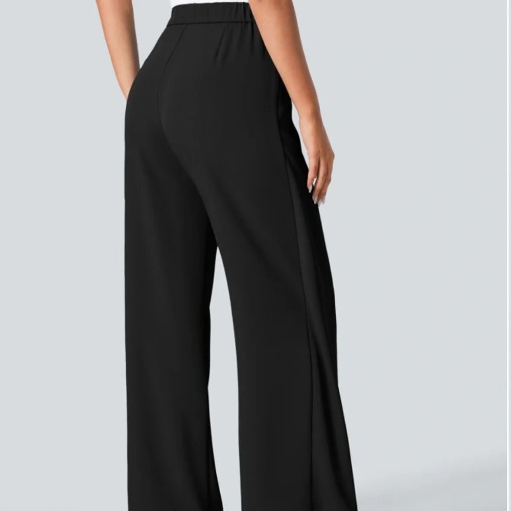 NWT HALARA High Waisted Tie Side Invisible Zipper Wide Leg Work Pants S Petite - Picture 2 of 10